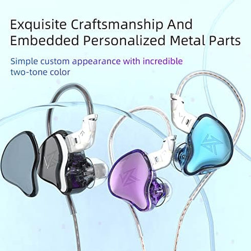 KZ EDC in-Ear Monitors, HiFi Stereo IEM Wired Noise Isolating Sport Earphones for Musician Audiophile (Blue Purple)
