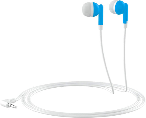 Maeline Bulk Earbuds, 100 Pack with 3.5 mm Headphone Plug - Blue