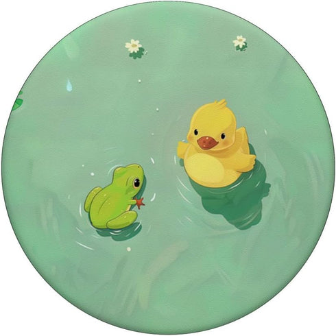 Cute Kawaii Duck & Frog Green Water Lake PopSockets Standard PopGrip for Teenage Girl