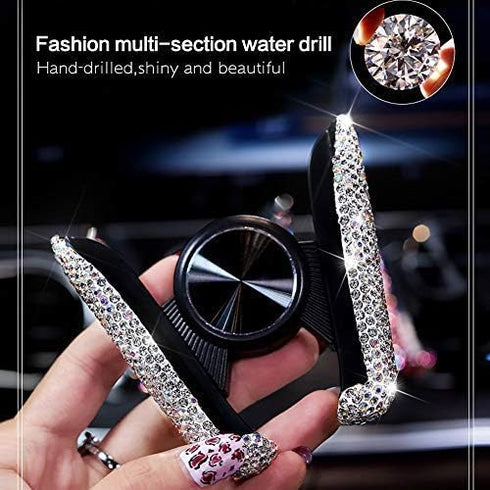 Bling Mini Car Phone Holder, 360° Adjustable Automatic Dash Air Vent Mount for Women and Girls (White)