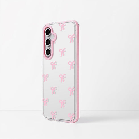 Dumkery S24 Cute Phone Case for Samsung Galaxy FE, Bow Aesthetic Pattern Cases, Soft Clear TPU Shockproof Bumper Cover