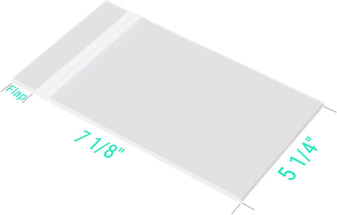 Golden State Art Pack of 100, 5 1/4 X 7 1/8 inches Crystal Storage Bags, Acid-Free Clear Sleeves for 5x7 Photo Framing