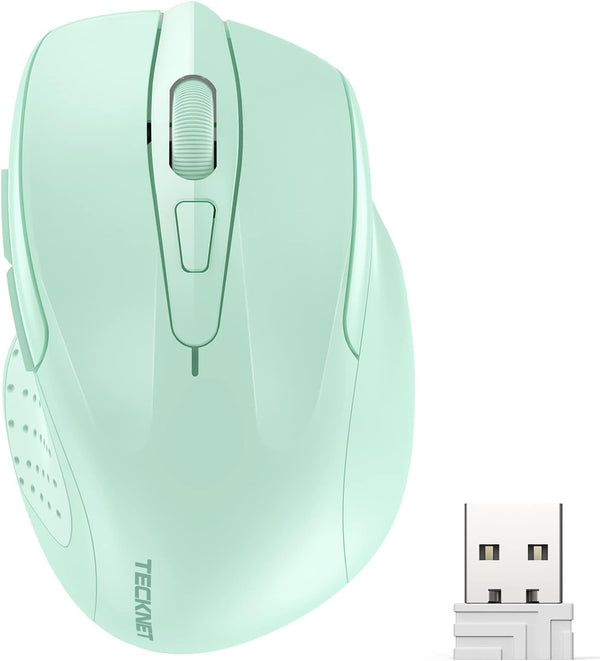 TECKNET Wireless Mouse, 2.4GHz Ergonomic Computer Mouse, Portable Cordless Mice for Laptop, 6 Buttons USB Mouse, Ergo