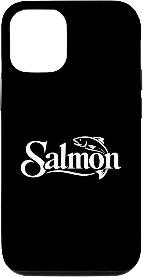 Minimalist Salmon Fishing Graphic Design Minimalist White Salmon Fishing Logo Graphic Case for iPhone 12/12 Pro