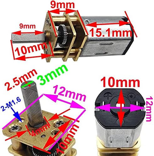 Generic N20 3V 6V 12V 15RPM-1000RPM 12v 60rpm, Package Nicro DC Gear Motor DC Support Reverse Rotation Electric Mini