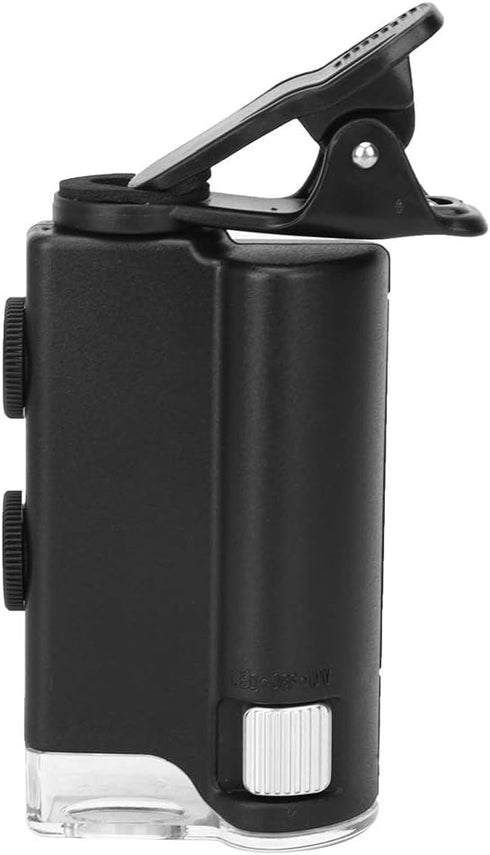 60-100X Clip-on Microscope with LED Light, Portable Magnifier Loupe for Universal Mobile Phones