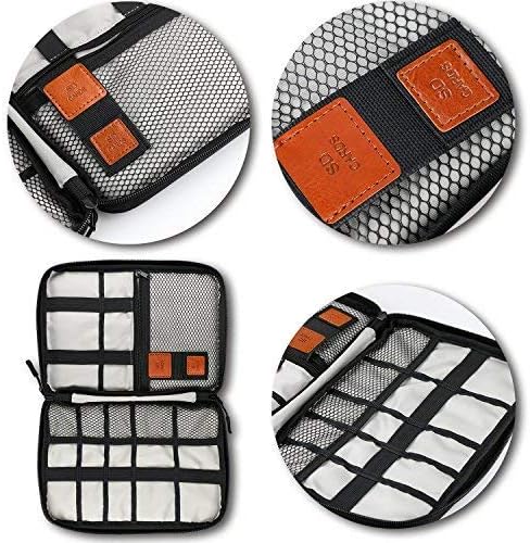 Travel Cable Organizer Bag Double Layer Waterproof Portable Electronic Accessories Organizer for USB Cable Cord Phone Charger Headset Wire SD Card with 10pcs Cable Ties(Black) by Sunsir