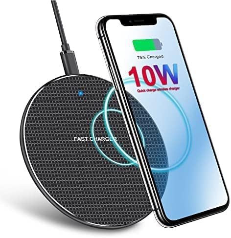 Universal 10W Wireless Fast Charging Pad for All Mobile Devices, Compatible with iPhone/Android/Samsung Models + More