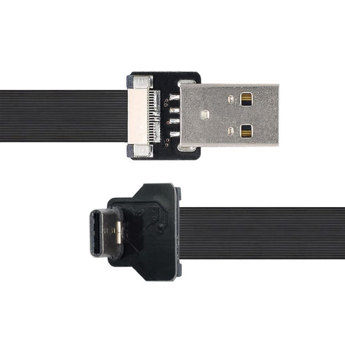 chenyang USB C Flat Cable - USB 2.0 Male to USB C Male 90 Degree UP Angled Data Transfer Charging Cable Adapter