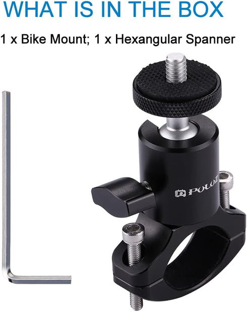 PULUZ Camera Handlebar Mount for GoPro Bike Motorcycle, Aluminum Bicycle Adapter for GoPro Hero 12/11/10/9/8/7, DJI OSMO