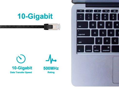Cat6A 32AWG 3ft Monoprice Ethernet Patch Cable - Slim Flat U/FTP Molded Boot Black
