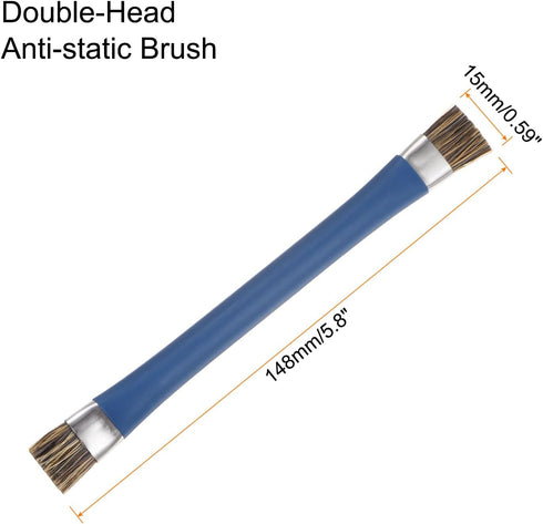 2pcs Double-Head Phone Motherboard IC Cleaning Brush 12x15mm Bristles Hair Anti-Static ESD Brush Cleaner for Computer Phone, 148mm Length, Blue by HARFINGTON
