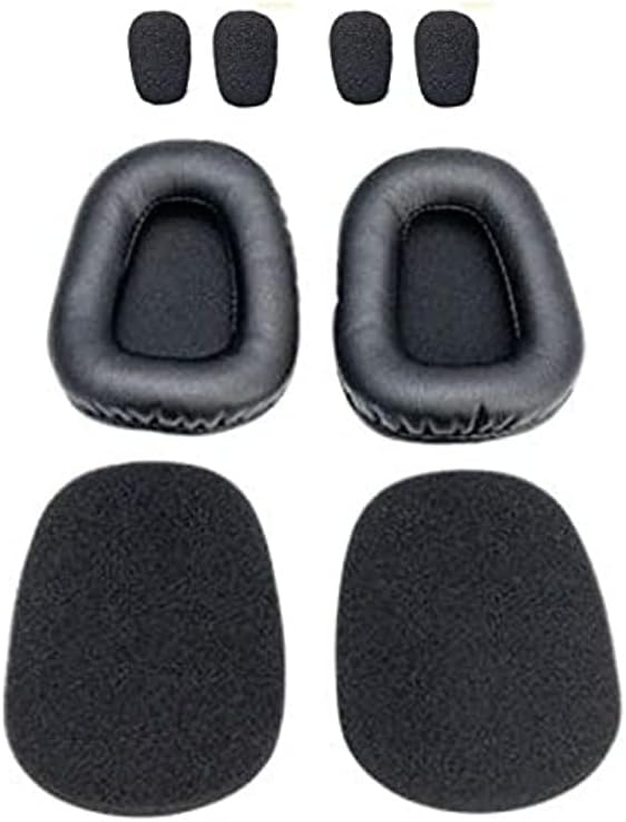 Cushion Replacement Kit for Blue Parrott B550-XT Bluetooth Headset, 2 Leather Cushions, 2 Foam Earpads