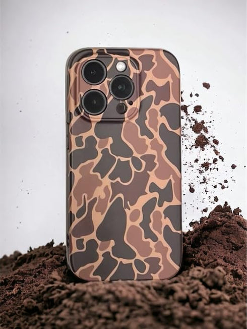 Camo Phone Case for iPhone 15 Pro, Duck Camo, Rugged Outdoors Design, Classic Vintage Style