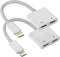 2 Pack iPhone Headphone Adapter Compatible with Lightning Port to Audio Jack and Charger Earphone Charging Splitter