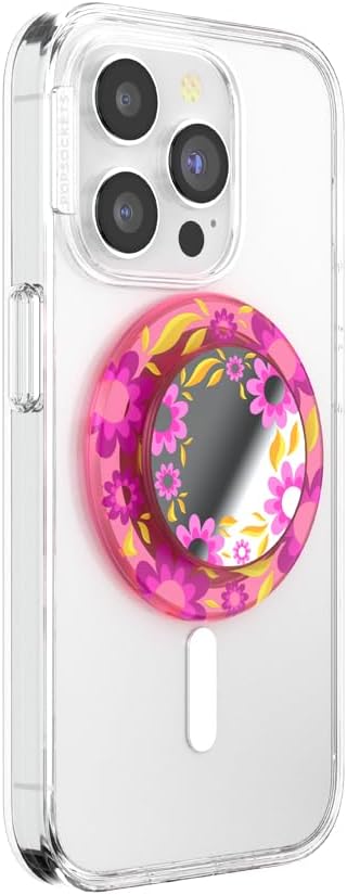 PopSockets Pink Relief Round Phone Grip Compatible with MagSafe, Adapter Ring Included, Wireless Charging Holder