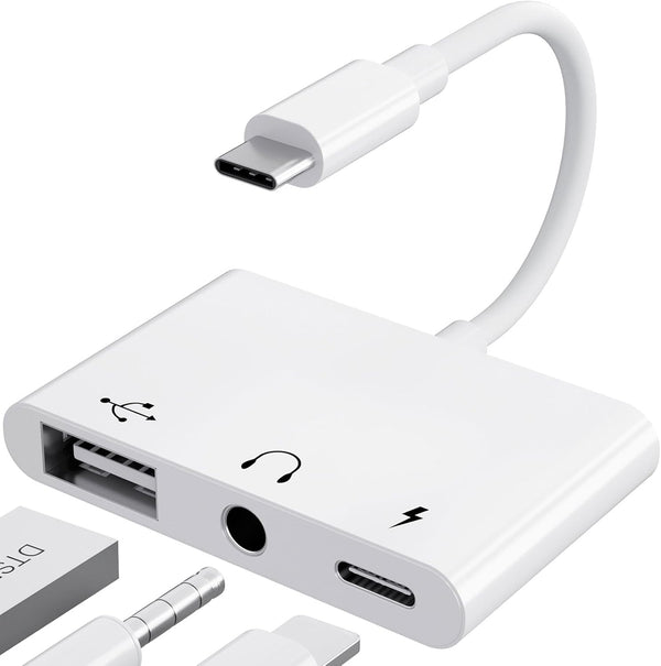 USB C to USB Adapter - 3 in 1 USB C to 3.5mm Audio Adapter for iPad
