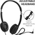 Maeline Kids Headphones 20 Pack for School, Adjustable On Ear Stereo Headset with Faux Leather Cushions, Black