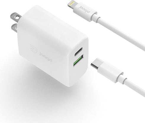 20W Charger Set for iPhone and iPad, USB C and USB Dual Wall Charger with Type-C Lightning Cable Compatible with iPhone