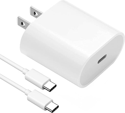 20W PD Wall Charger for iPad Pro 12.9/11, iPad Air 5/4, iPad 10, Mini 6 + 6.6ft USB C to C Charging Cable.
