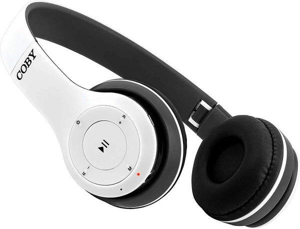 Coby Bluetooth Headphones, Wireless Over-The-Ear Foldable Headset with Mic, AUX, Rechargeable | 5-HR Play