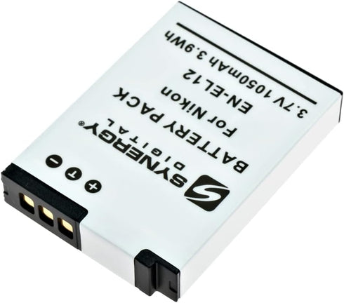 Synergy Digital SDENEL12 Lithium-Ion Battery, Rechargeable Ultra High Capacity (3.7V 1050 mAh), Replacement for Nikon