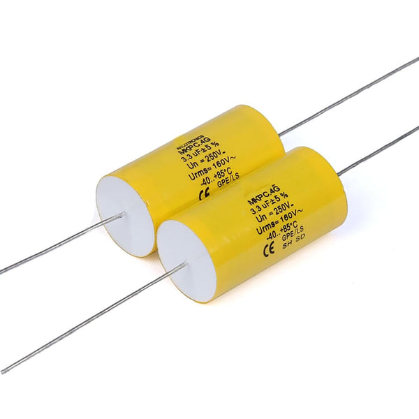 2pcs 2.2uF 250V Axial Audio Speaker Crossover Film Capacitor, 5% Precise Pairing