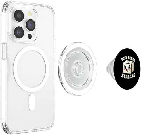 Tofu Never Screams Vegan Tofu Never Screams Funny Vegan PopSockets MagSafe PopGrip for iPhone