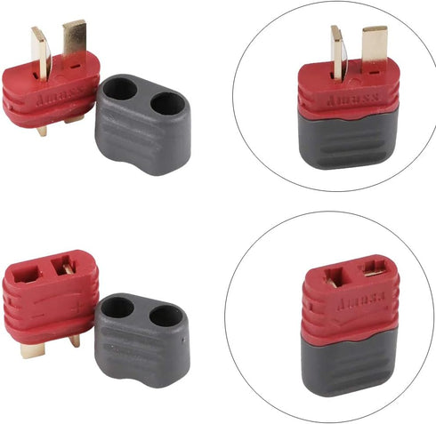 10 Pairs Anti-Slip Amass Deans T Plug Male Female Connector Adapter with Sheath Housing