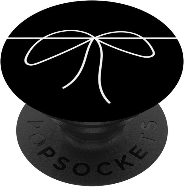 Bow Knot Line Art Minimalist Black and White PopSockets Grip for Phones and Tablets