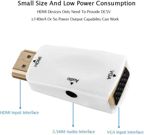 heaven2017 1080P HDMI to VGA HD Video Audio Adapter Converter for Computer Projector Black