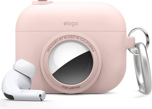 elago Snapshot Cover for Apple AirPods Pro, Cute Classic Camera Design, Sand Pink, Key Ring Included