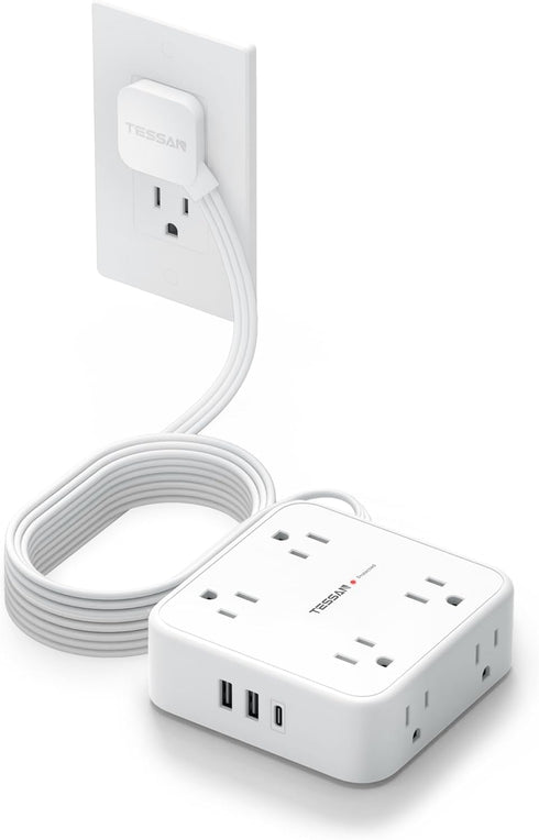 TESSAN 10 FT Extension Cord with Multiple Outlets, 8 AC Outlets, 900J Surge Protector Power Strip