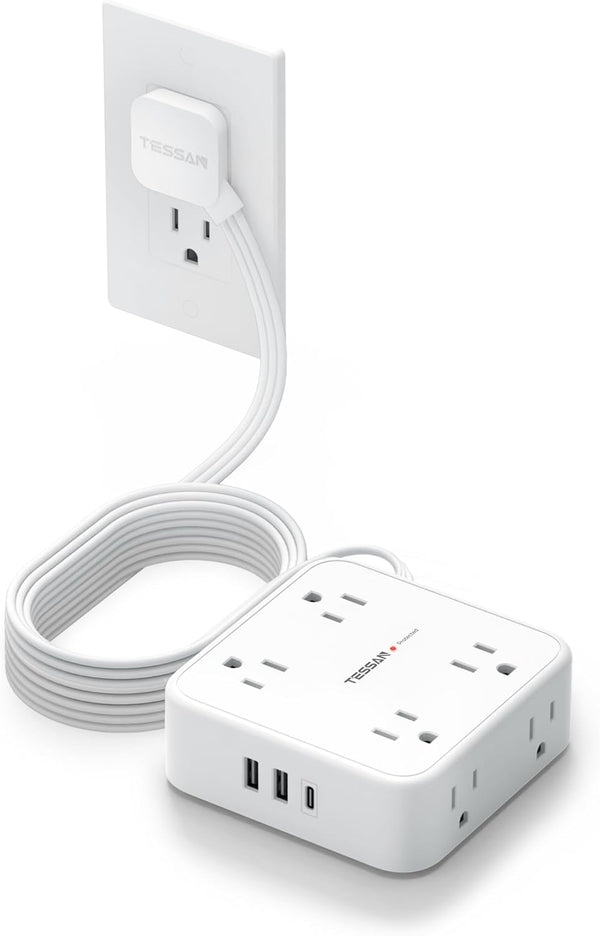 TESSAN 10 FT Extension Cord with Multiple Outlets, 8 AC Outlets, 900J Surge Protector Power Strip