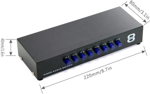8-Way 8 1 Panlong AV Switch RCA Switcher in Out Composite Video L/R Audio Selector Box for DVD STB Game Consoles