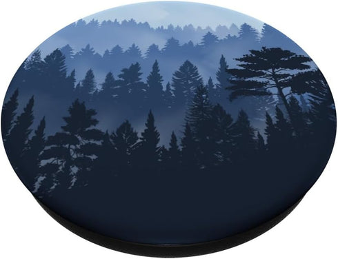 Pine trees mountain scene teal black forest design For men PopSockets Standard PopGrip