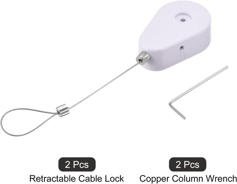 MECCANIXITY Retractable Cable Lock with Self-Adhesive, Anti-Lost Rope Hardware Cable Lock, 600g Tensile Force, 2 Pack