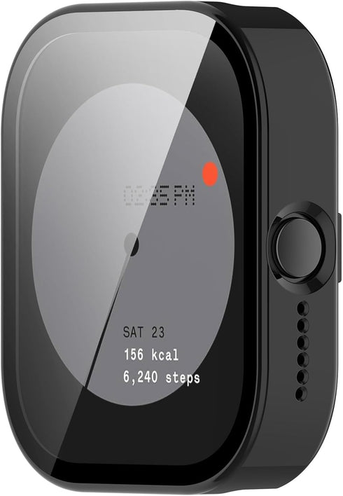 Case for CMF Watch Pro, PC Protective Cover with Tempered Glass Film for Smartwatch Accessories (Black)