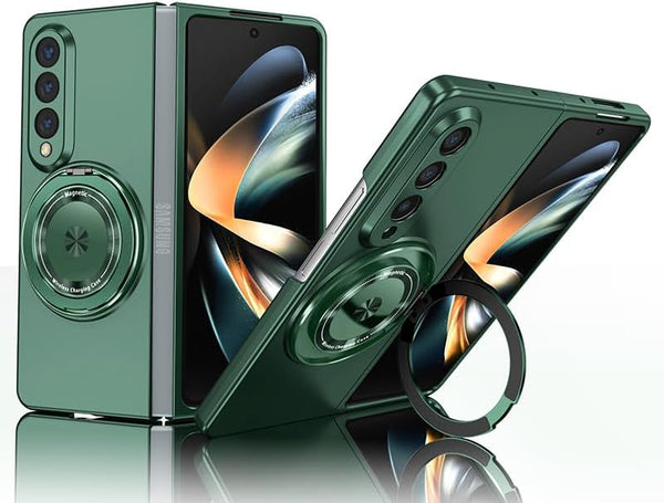 Magnetic Case for Galaxy Z Fold 3 5G, Lightweight, Slim Fit Drop Protection, Shockproof Cover, Dark Green