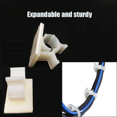 30 Pack Adjustable Cable Clips, Adhesive Nylon Wire Clamps for Desk Wall Cord Management