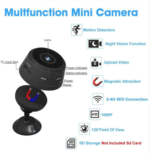 Mini Spy Camera, Wireless WiFi Hidden 1080P Full HD, Small Night Vision Motion Detection Security Nanny Camera