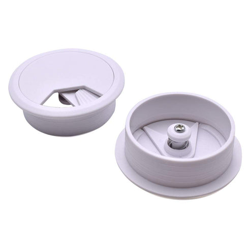 2 Inch White Wire Grommets and Cable Ties Kit, Desk Hole Cover for Computer Desk, 2pcs Grommets + 6 Ties