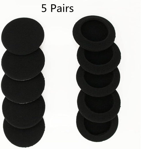 5 Pairs Replacement Foam Ear Pads for Philips SHB4000WT Headphones - Black Pillow Cushion Cover Cups Parts