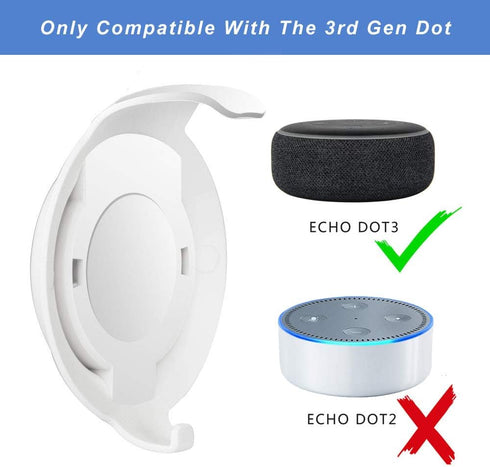 Echo Dot Wall Mount Holder for 3rd Generation, Space-Saving Accessories with Cable Management, White