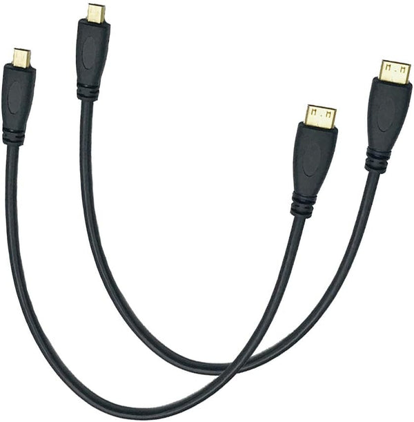 Seadream 2Pack 1Feet Micro HDMI Type D Male to Mini HDMI Type C Male Connector Adapter Cable