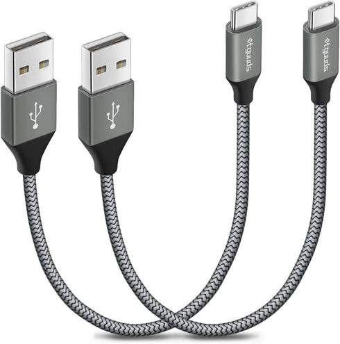 etguuds 1ft Short USB C Cable 2-Pack, 4.2A Fast Charging, Nylon Braided, Compatible with Samsung Galaxy S20, S10, Note
