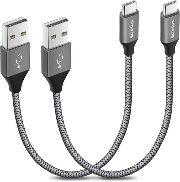 etguuds 1ft Short USB C Cable 2-Pack, 4.2A Fast Charging, Nylon Braided, Compatible with Samsung Galaxy S20, S10, Note