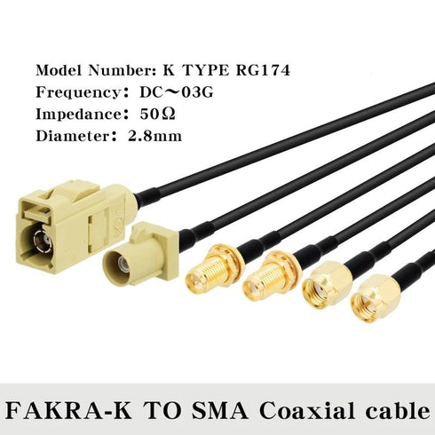 bodateng RG174 50Ohm Cable(0.65ft-0.2m) LIHUA Fakra K Male/Female Coaxial Cable for Car Satellite GSM Cellular for Car