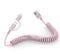 Pink Retractable Car Charger Coiled Lightning Cable, 2 in 1 for Apple Carplay & Android Auto