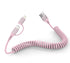 Pink Retractable Car Charger Coiled Lightning Cable, 2 in 1 for Apple Carplay & Android Auto